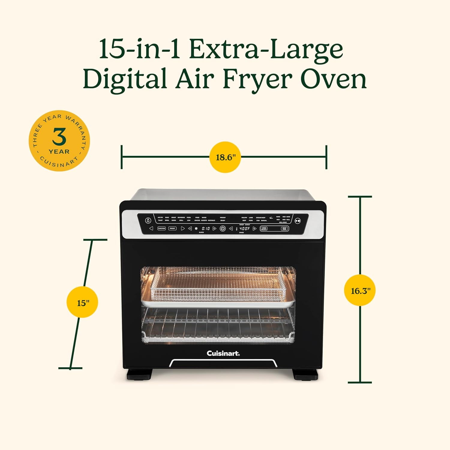 Cuisinart 15-in-1 Extra-Large Digital Air Fryer Oven with 9"x13" 2-in-1 Pan