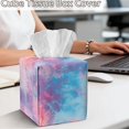 thumbnail image 4 of FKELYI Tissue Box Cover Squared Tissue Holder Home Accessories Tie-Dye Blue Pink Print PU Leather Tissue Holder Organizer Snap Button Design Modern Decor, 4 of 7
