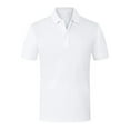 thumbnail image 1 of UKAP Man Shirt Lapel Collared Polo Top Two Buttons Soft Spring Blouse Sichuan Shirt Black Label-white 3XL, 1 of 2