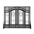 thumbnail image 2 of Plow & Hearth Large Two-Door Fireplace Screen with Glass Floral Panels, 2 of 2