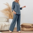 thumbnail image 4 of REALiKUN Women's 2 Piece Lounge Sets - Pajamas Matching Outfits 3/4 Sleeve Fall Clothes, Vacation Comfy Casual Sweatsuits for Home & Travel, 4 of 8