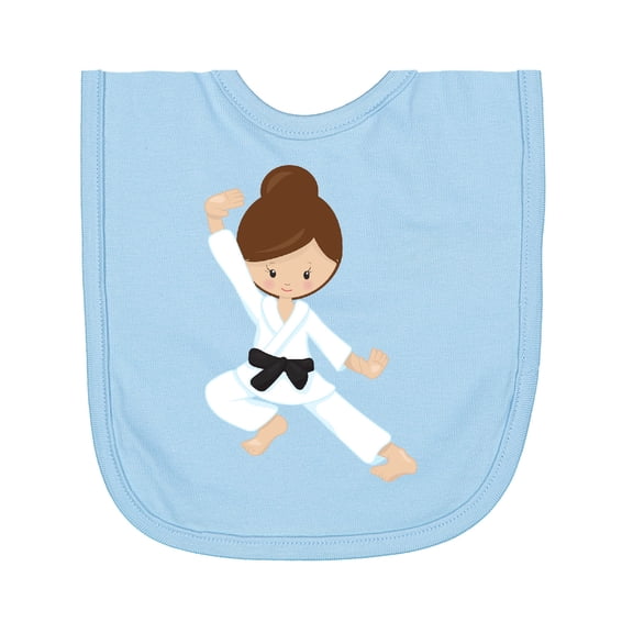 Inktastic Karate Girl, Cute Girl, Black Belt, Brown Hair Newborn Bib