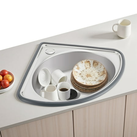 Stainless Steel Triangle Corner Basin Thick Small Sink Wall Mounted Single Bowl