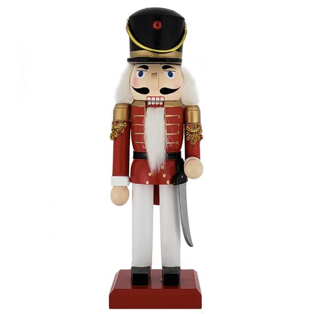 Traditional Soldier Nutcracker Red White Black Hat 10 inch Walmart