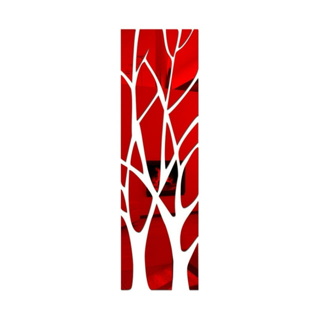 Inteprter Pegatinas de pared de espejo, decoración de carteles tridimensionales, adornos de espejo, Fondo de arte impermeable para dormitorio Decoración del hogar Rojo 100x28cm Inteprter HA074985-07
