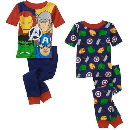 Baby Boys' Avengers 4 Piece Cotton Short Sleeve PJ Set