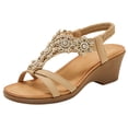 thumbnail image 6 of Dakaela Women's Wedge Sandals Flower Low Heels Summer Dressy Platform Sandal Rhinestone Beach Walking Shoes with Elastic Ankle Strap Size 6-9, 6 of 8