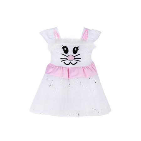 

BrilliantMe Summer Easter Bunny Baby Girls Rabbit Bodysuit Squines Romper Outfit White 4-5 Years