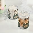 thumbnail image 2 of Yayeee 2 Pack Qtip Holder Bathroom Cotton Swab Canister with Lid Clear Dispenser Set, Beige Cute Cat, 2 of 6