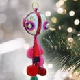 thumbnail image 3 of Northlight 10.25" Blue and Red Ball with Pompoms Christmas Ornament, 3 of 4