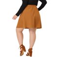 thumbnail image 3 of MODA NOVA Juniors Plus Size Button Front Elastic Waist A Line Corduroy Skirt Khaki 1X, 3 of 6