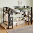 thumbnail image 2 of Leumius Twin XL size Loft Bed with Wardrobe,Metal Loft Bed Frame with Storage Shelves and Pegboard,, 2 of 13