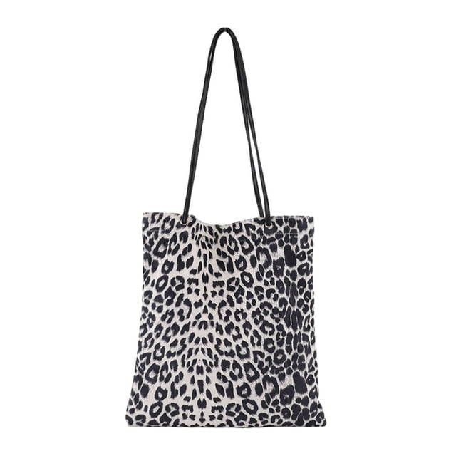 relayinert Practical And Durable Canvas Handbag For Busy Individuals Widely Used Leopard Print Shoulder Bag white 1 Pc