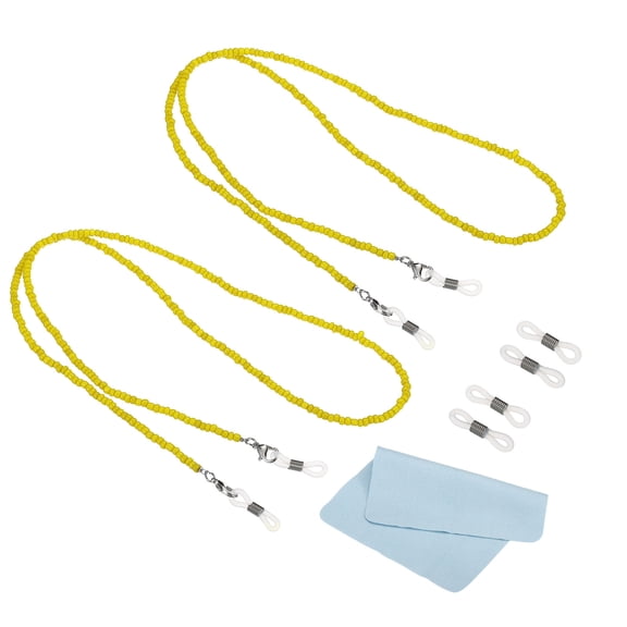 Uxcell Eyeglass Chains for Women 2 Pcs Stylish Glasses Chain Sunglass Strap Glasses Beaded String Yellow