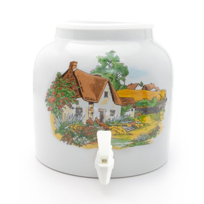 Cottage Porcelain Water Beverage Dispenser Crock 2.2 Gallons Lead