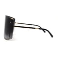thumbnail image 4 of Oversize Wrap Shield Rimless 80s Funky Sunglasses Gold Smoke, 4 of 4