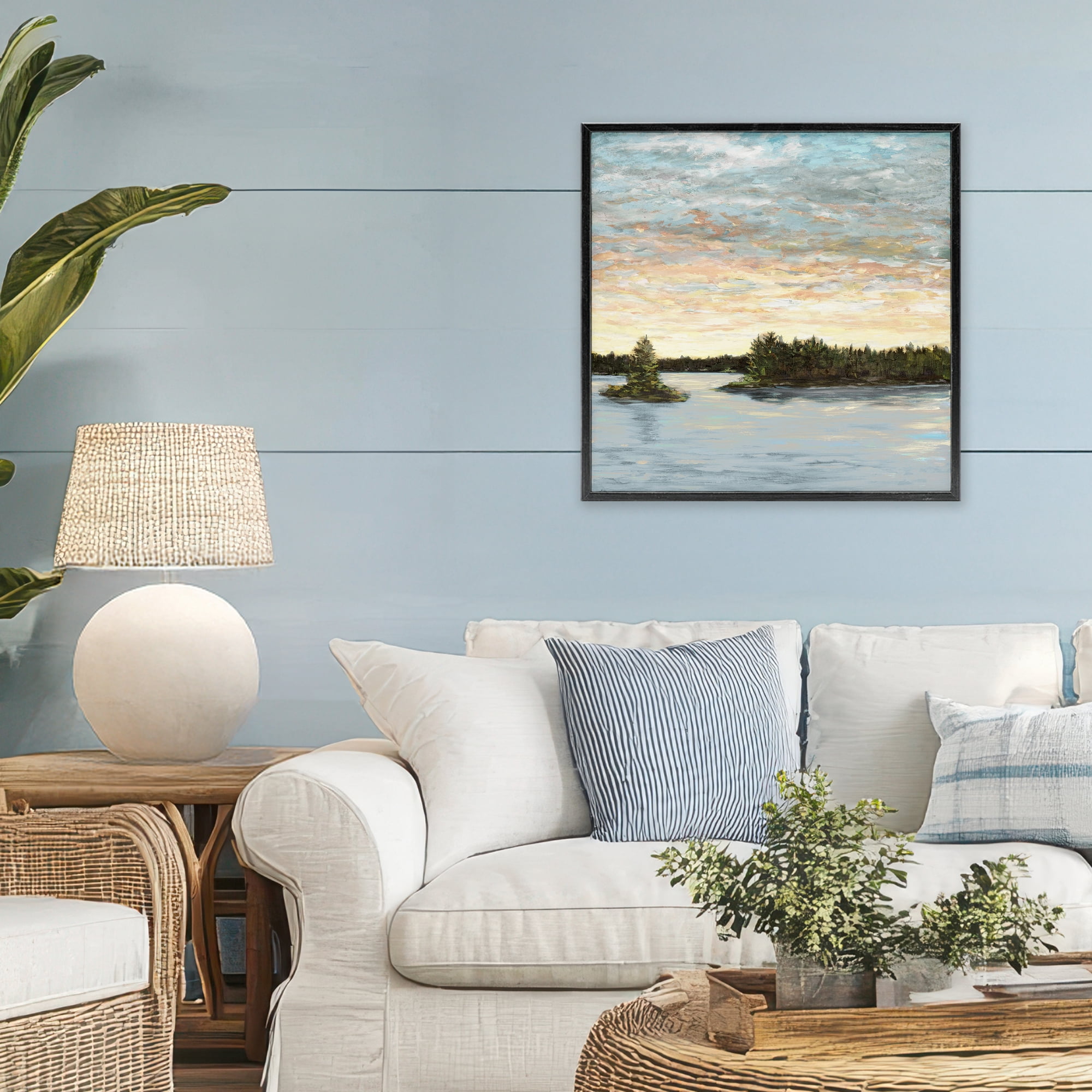 Stupell Industries Lake Shore at Sundown Black Framed Giclee Art, design by Julie DeRice
