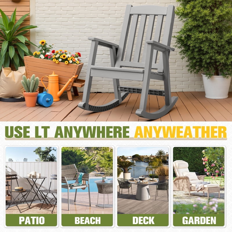 Homall Outdoor Rocking Chair Resin All-Weather Resistant High-Back Rocker for Patio, Garden
