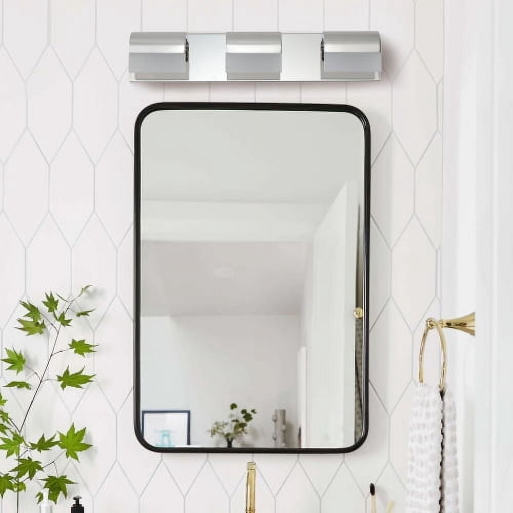Hi-LIGHTS,3-Light Modern Bathroom LED Vanity Light With Acrylic Lampshade,Bathroom Wall Lighting for Bathroom,Dressing Room,Bedroom,Living Room(Chrome)