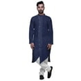 thumbnail image 4 of Atasi Long Sleeve Indian Mens Kurta Solid Cotton Slub Mandarin Collar Ethnic Clothing, 4 of 5