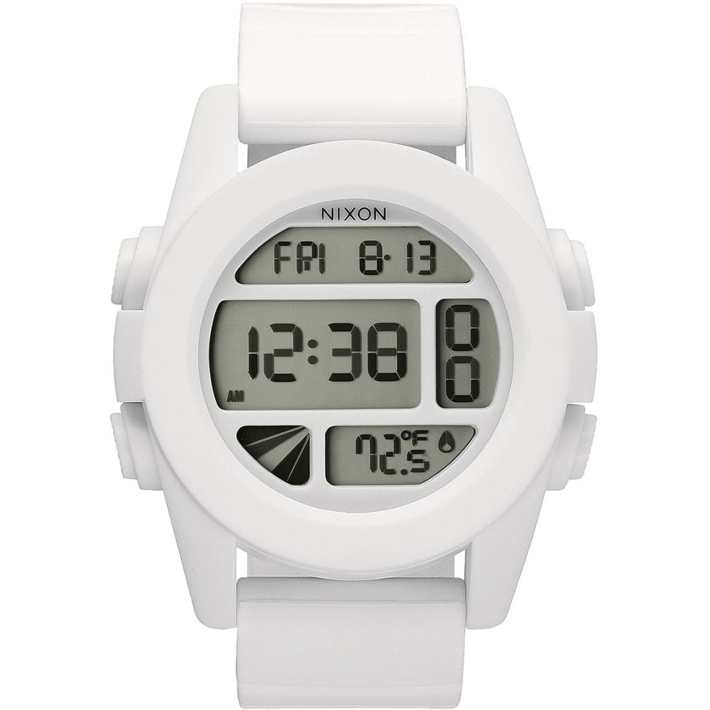 Nixon - Nixon Men's A197-100-00 Unit White Digital Display Quartz Watch, White Silicone Band