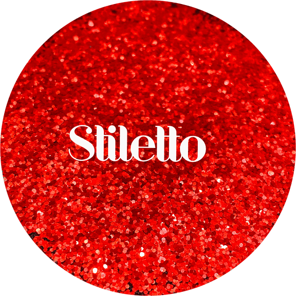Glitter Heart Co. - High Quality Polyester Glitter - 2oz Bottle- Stiletto - Metallic Red