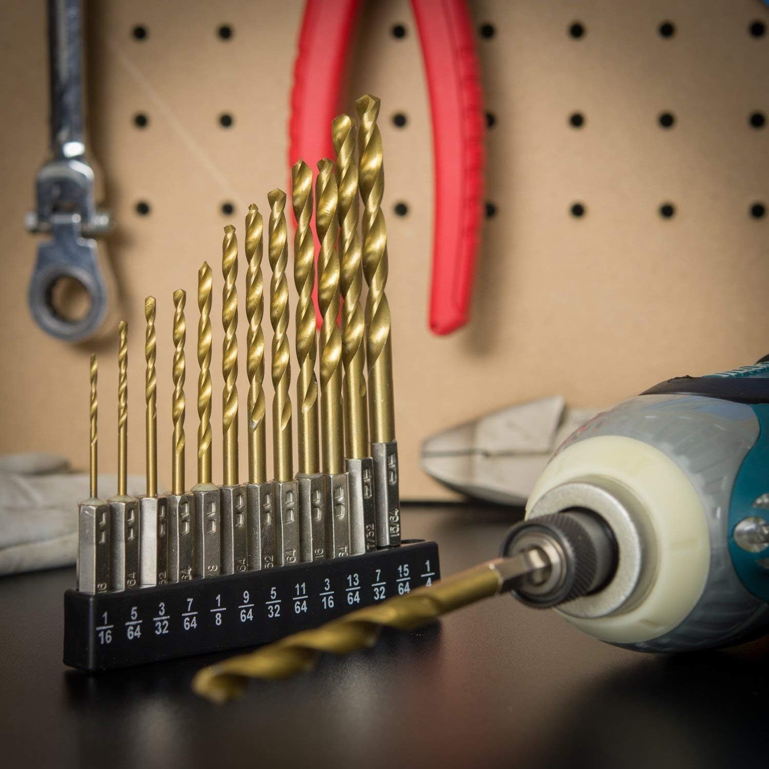 nolu⭐︎ Tooluxe 10171L Titanium Drill Bit Set, 13-Piece | 1/4-Inch