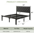 thumbnail image 2 of Feonase Queen Size Metal Platform Bed Frame with Linen Upholstered Headboard, 12" Under-Bed Space,Black, 2 of 7
