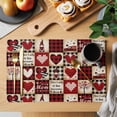 thumbnail image 2 of Valentine's Day Placemats Set of 4, Love Heart Dwarf Truck Rose Red Plaid Retro Non-Slip Place Mats Washable Table Mats for Kitchen Dining Table Decorations Indoor/Outdoor, 2 of 9