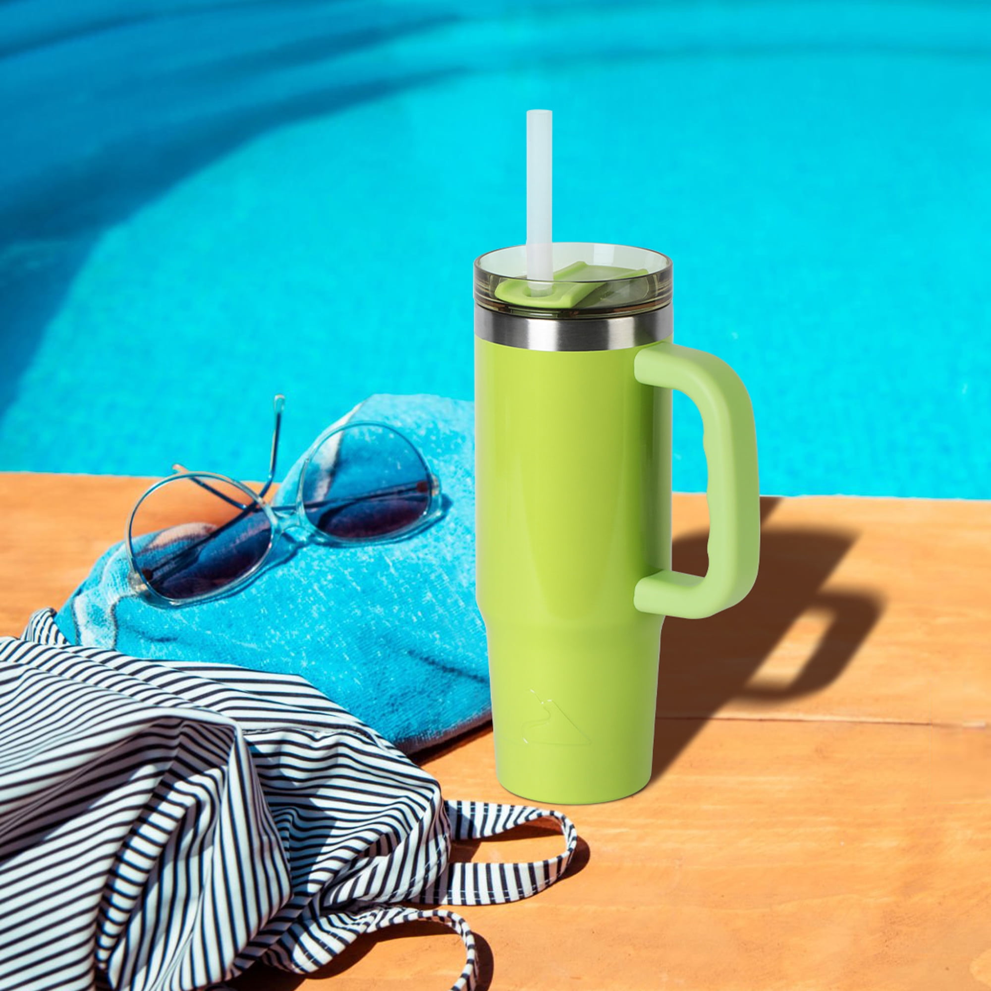 Ozark Trail 30 oz Stainless Steel Insulated Tumbler with Handle, Sonic Lime Green