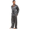 Alexander Del Rossa Mens Pajamas Gray Cream Piping Large