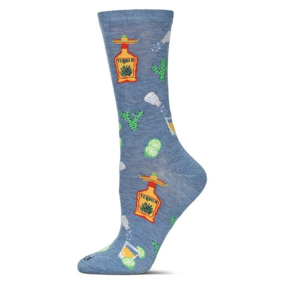 MeMoi Women's Tequila & Lime Rayon From Bamboo Crew Socks - Womens - Female, 9-11, Denim Heather