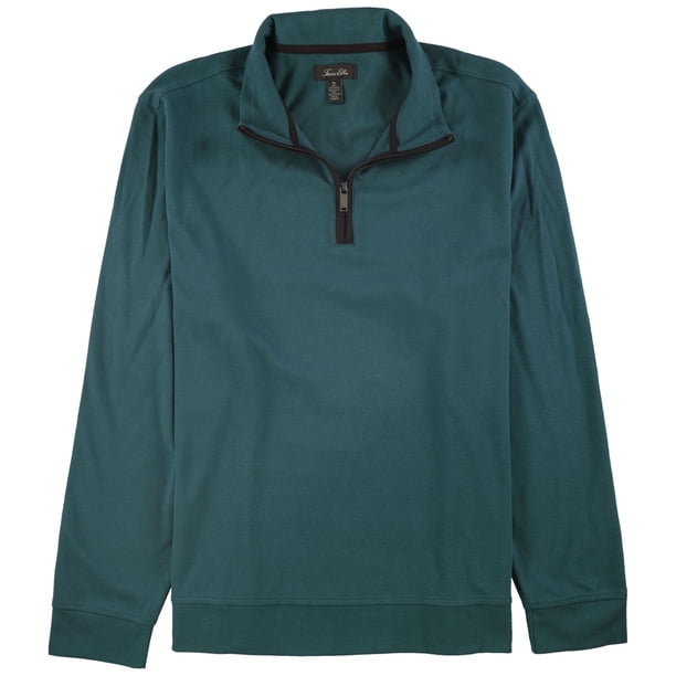 Tasso Elba Mens Piped 1/4 Zip Pullover Suéter, Verde, Pequeño