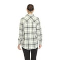 thumbnail image 3 of White Mark Women's Fleece Plaid Button-Down Shirt Casual All-Season 100% Polyester, 3 of 5