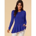 thumbnail image 3 of INSPIRE CHIC Women's Long Sleeve Ribbed Knit Ruffle Hem Peplum Top, 3 of 6