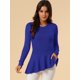 thumbnail image 3 of INSPIRE CHIC Top de punto para mujer, manga larga, acanalado, dobladillo con volantes, peplum, tops Azul XS, 3 of 6