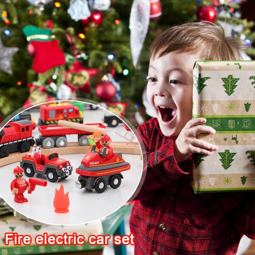 TYMZDYN Battery Operated Train for Wooden Track (Magnetic Connection), Powerful Engine Bullet Train Action Locomotive Train Motorized Train for Wooden Track for Toddlers Kids 3-14