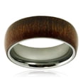 thumbnail image 2 of Tioneer Stainless Steel Mahogany Wood Inlay Domed Wedding Band Ring, 2 of 3