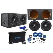 (2) Rockville W12K6D2 V2 12" 4800w Subwoofers Sealed Box Mono Amplifier Amp Kit