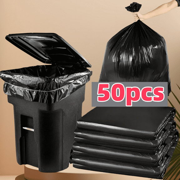 Large 45 Gallon Heavy Duty Garbage Bags, 50 Pack, 1.9 Mil, 35" x 39", Black Lawn and Leaf Bags for Commercial & Home Use