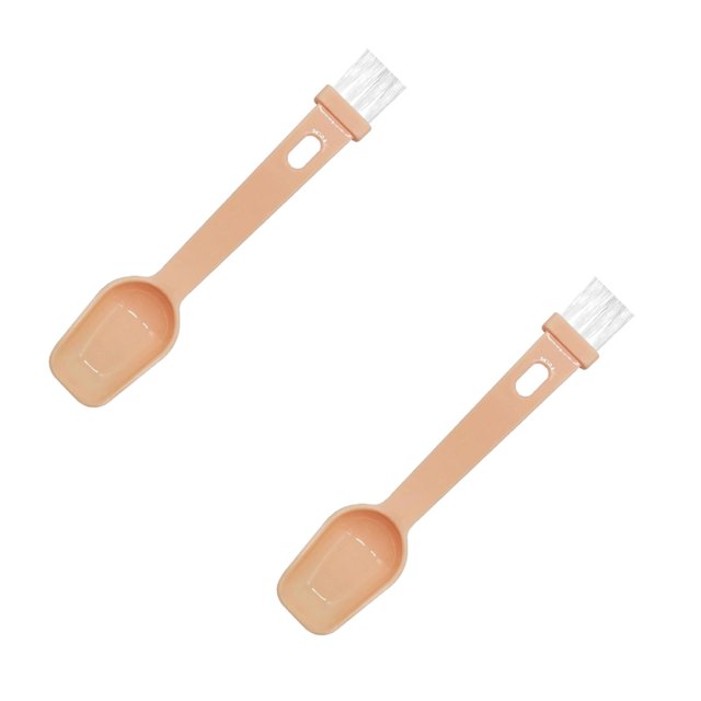 Oleegame 2PC Stainless Steel Cutlery Set Coffee Spoon With Grinder Brush 6 PCS 2 In 1 Brush For Cleaning Machines & Scooping Tea Powder Coffee Tool For Home Kitchen Café