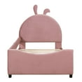 thumbnail image 4 of Harper & Bright Designs Twin Size Upholstered Daybed with Rabbit Ear Shaped Headboard, Pink, 4 of 9