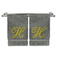 thumbnail image 2 of Monogrammed Hand Towel, Personalized Gift, 16 x 30 Inches - Set of 2 - Gold Embroidered Towel - Extra Absorbent 100% Turkish Cotton - Soft Terry Finish - for Bathroom, Kitchen and Spa - Script H Gray, 2 of 3