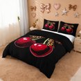 thumbnail image 2 of Erosebridal Girls Cute Bowknot Cherry Kids Duvet Cover Set,Leopard Cheetah Print Bowtie Bedding Full For Bowknot Lovers,Reversible Black,3 Pieces(No Comforter), 2 of 6