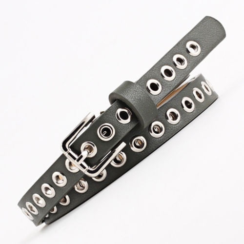 Ceinture en Cuir Pu pour Femmes avec Trous à Œillets Simples Cloutés Rivets Chaîne de Taille