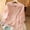 Pink, variant on Zysthvn Embroidered Casual Tops for Women Plus Size 3/4 Sleeve Summer Women T Shirt Breathable Loose Fit Printed Crew Neck