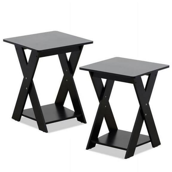Modern Simplistic Criss-Crossed End Table, Espresso - Set of 2