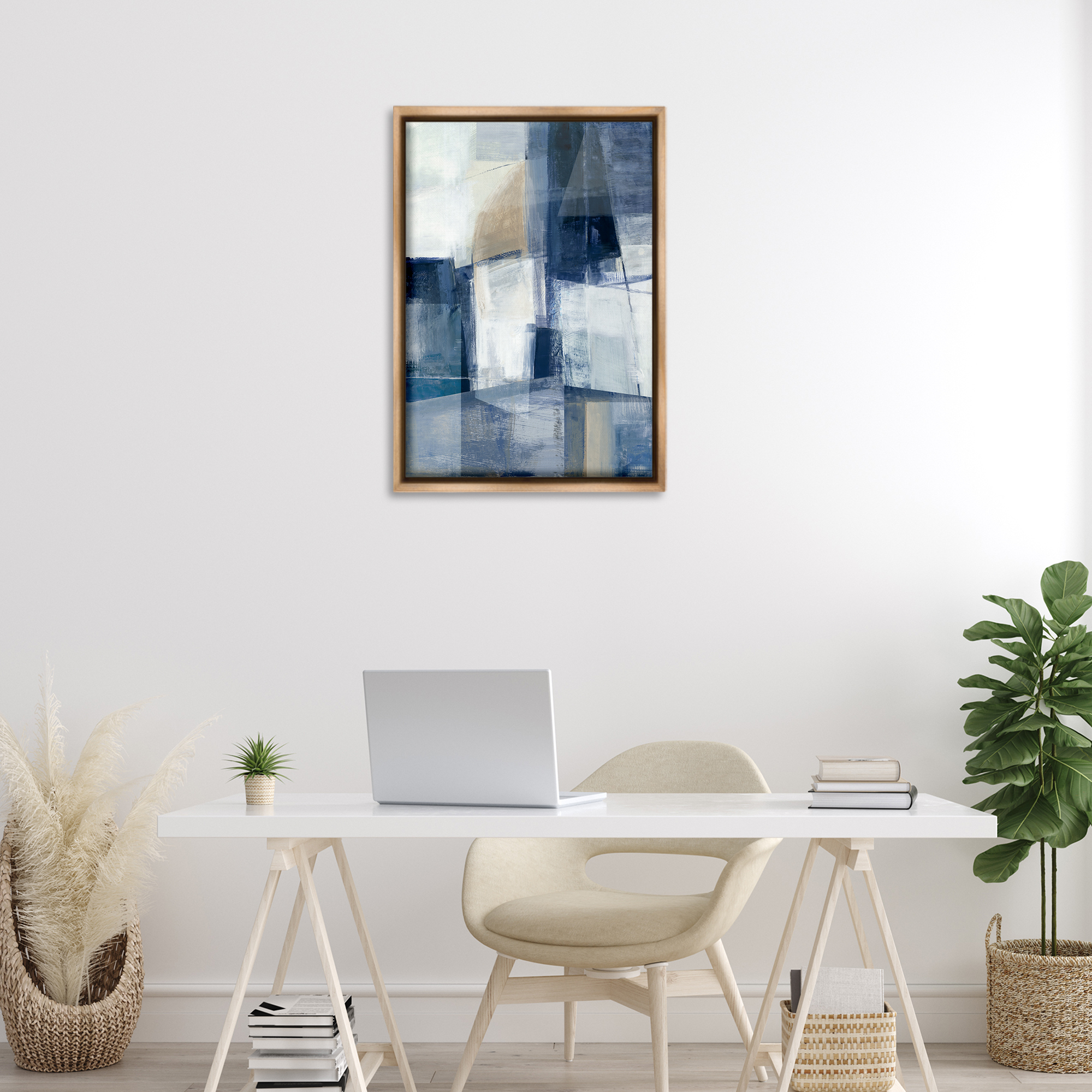 Stupell Industries Dynamic Geometric Abstract Abstract Painting Brown Floater Framed Canvas Art Print Wall Art, 21 x 31