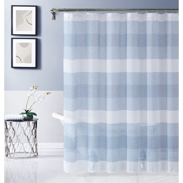 Chelsea Linen Striped Shower Curtain In, Blue And White Striped Shower Curtain