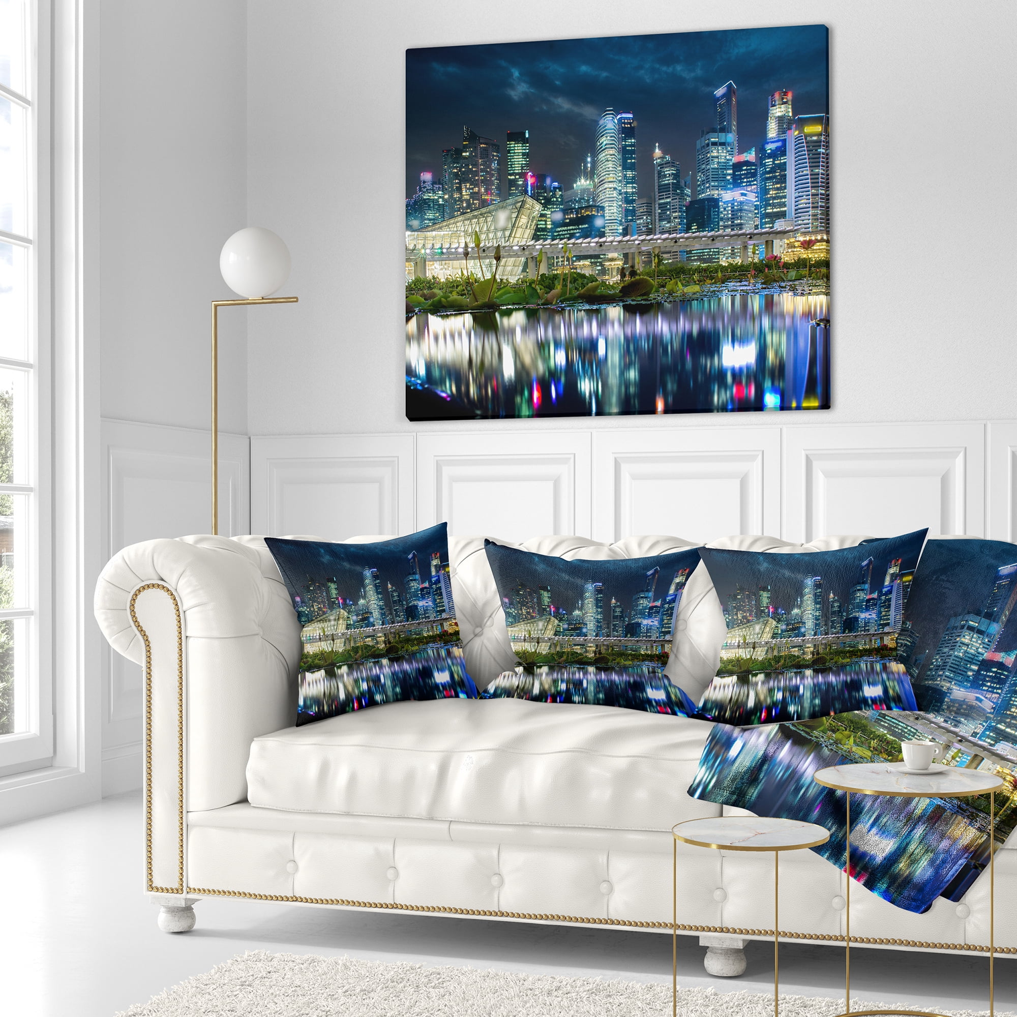 Designart Singapore Financial District&nbsp; - Cityscape Photo Throw Pillow - 18x18